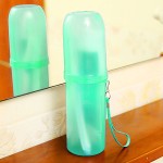 Cylindrical toothbrush holder for travel, transparent green color